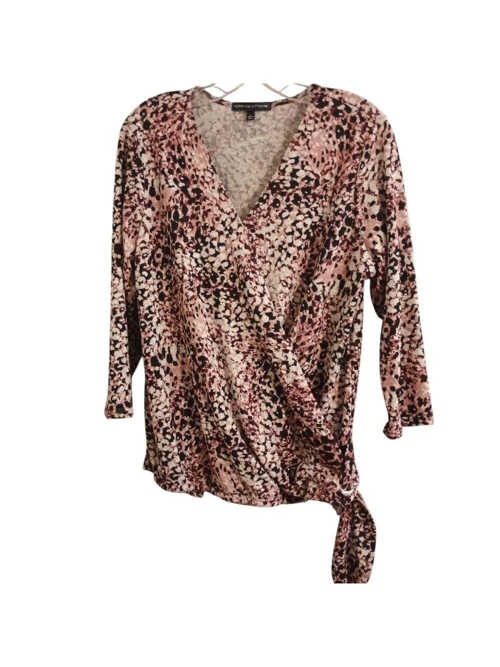 NWT Adrienne Vittadini Lilac Swirl Animal Print Wrap Sweater Size Large - Picture 2 of 9